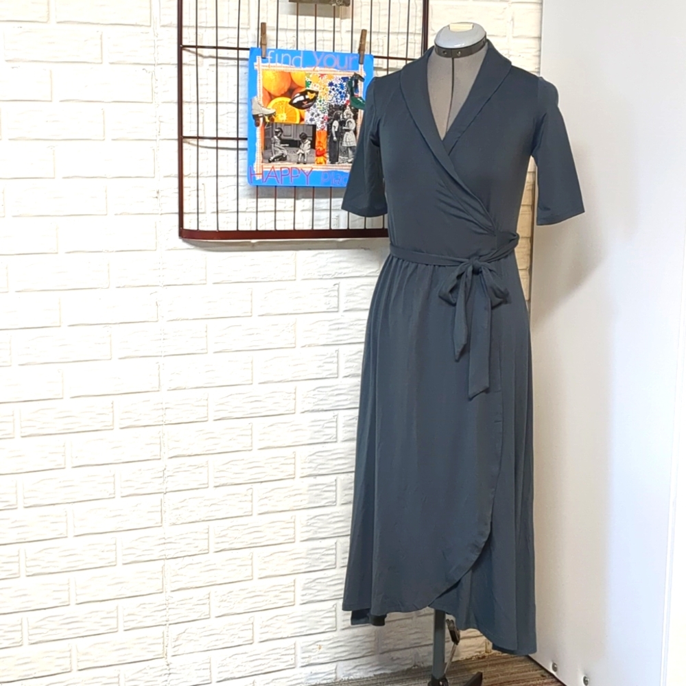 Quince tencel jersey midi wrap dress, dark olive, XS, new with tags NWT